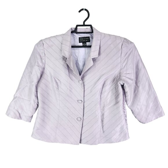 Womens Spenser Jeremy Purple 100% Silk Blazer 3/4 Sleeve Button Front Size 14 - Picture 1 of 7